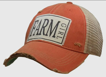 Farm Girl Distressed Trucker Hat