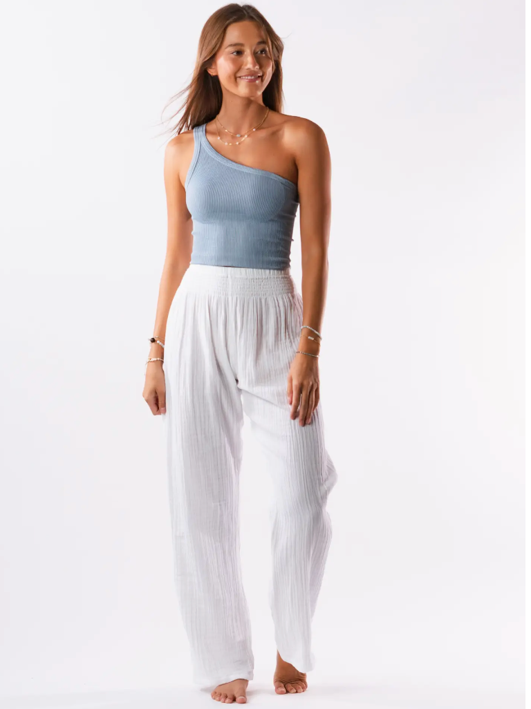 White Wide Leg Cotton Pants