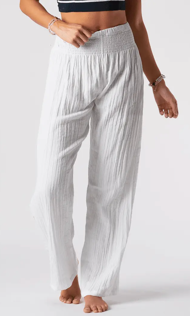 White Wide Leg Cotton Pants