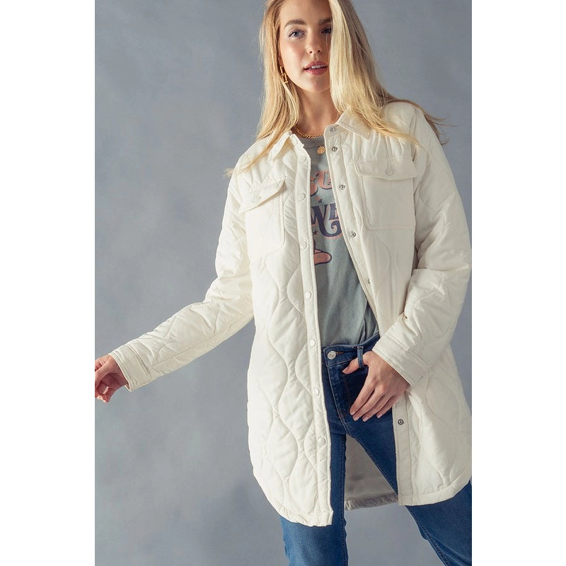 Ivory Quilted Thin Puffer Jacket