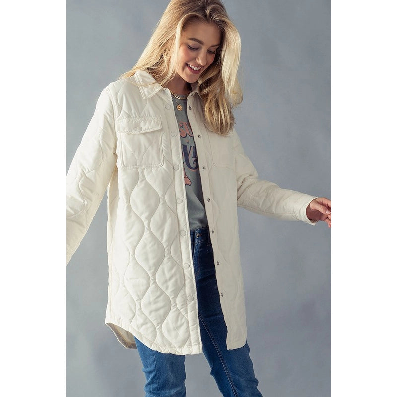Ivory Quilted Thin Puffer Jacket
