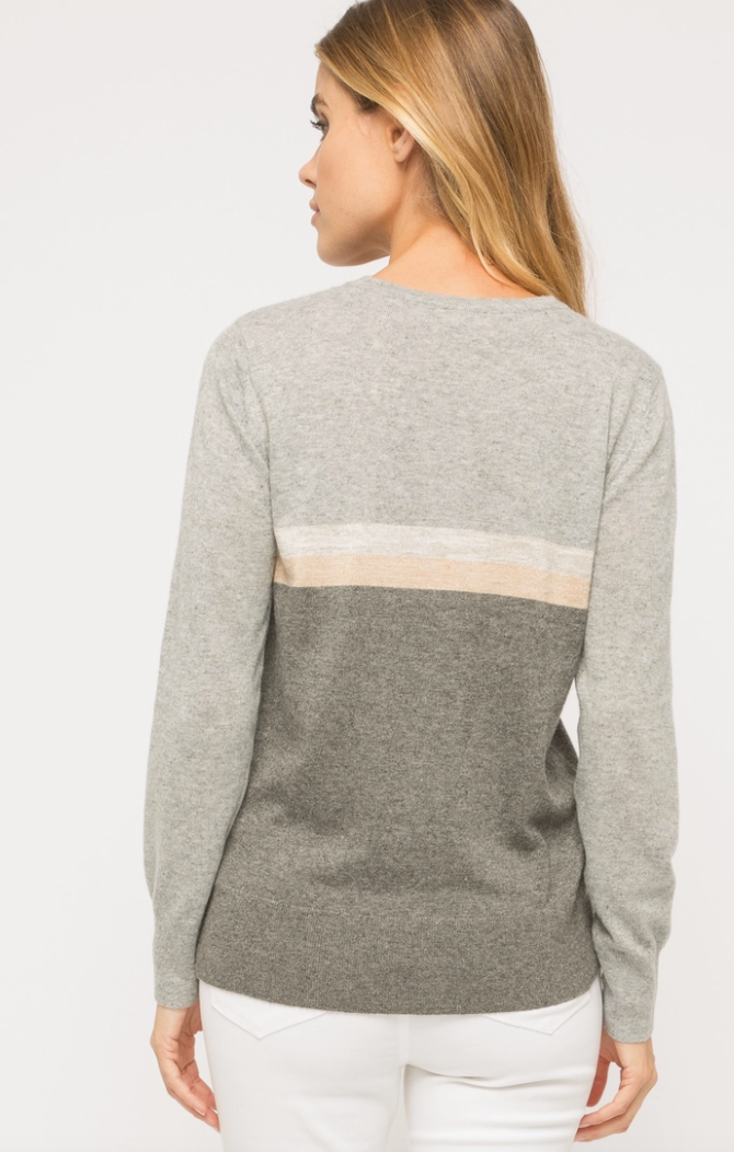 Metallic Stripe Color Block Sweater
